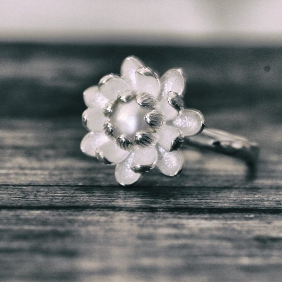 925 Sterling Silver Genuine Freshwater Pearl Ring Resizable Dainty Open Ring Her - Picture 3 of 10